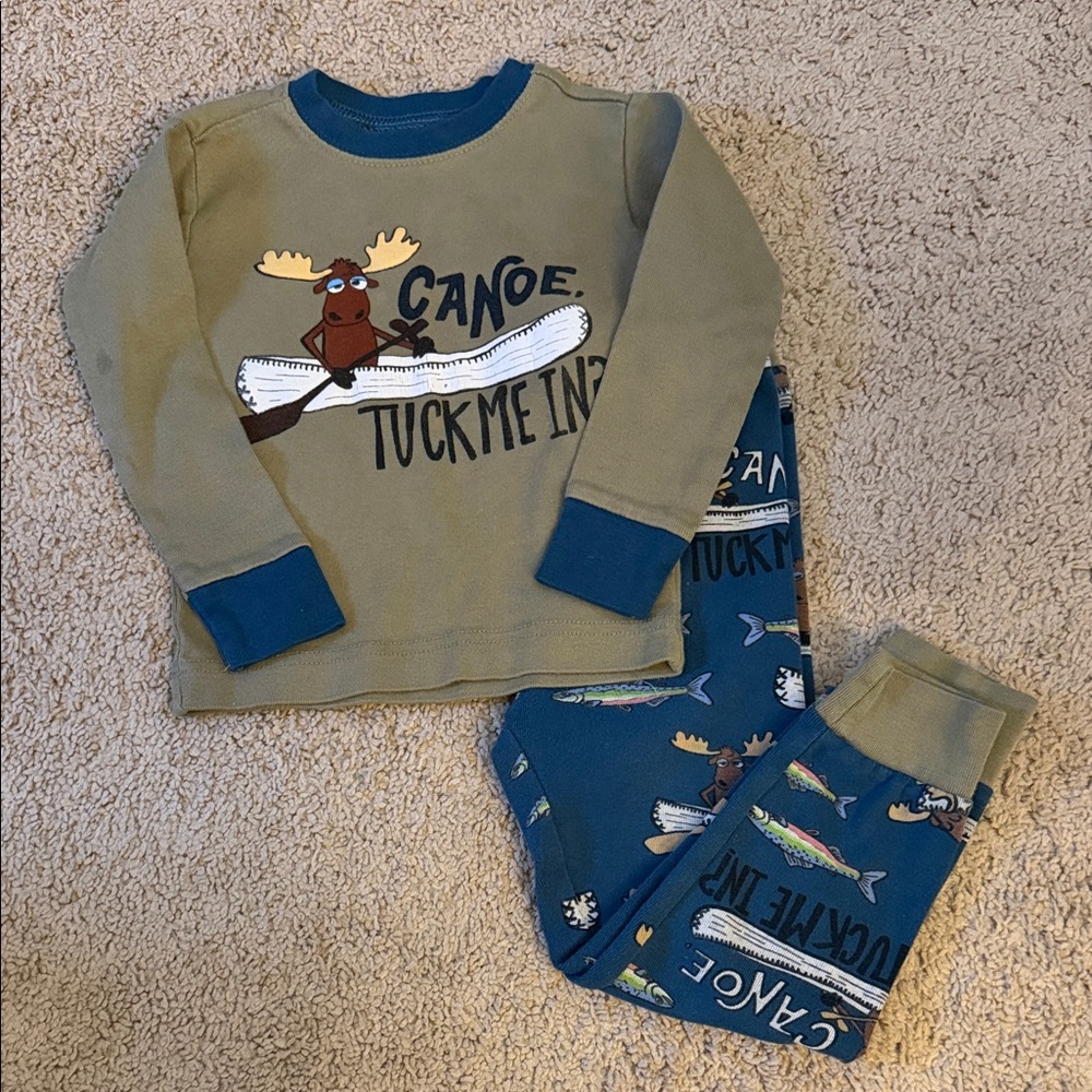Kids Lazy One Pajamas with Moose and Canoe